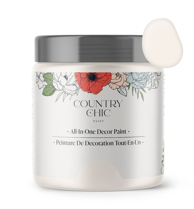 Country Chic Paint Country Chic All-in-One Chalk Paint for Furniture, Cabinets, Home Decor, Eco-Friendly, Matte Finish, Built-In Primer & Top Coat for Wood, Metal - No Wax Needed (Crinoline (Off White), Sample (4 oz)) - - Image 1